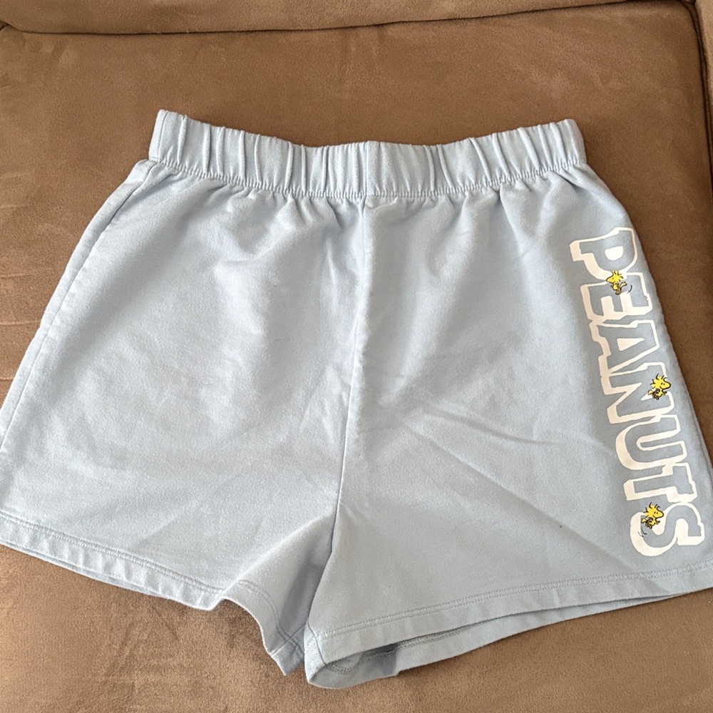 Love Tribe Peanuts Athletic Shorts in Light Blue